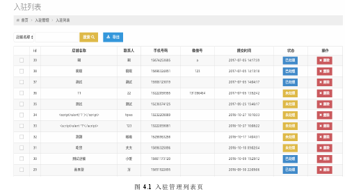 图 4.1  入驻管理列表页