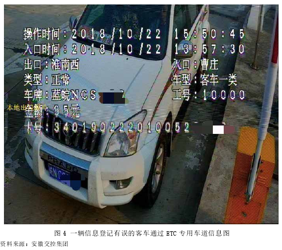 图 4 一辆信息登记有误的客车通过 ETC 专用车道信息图 