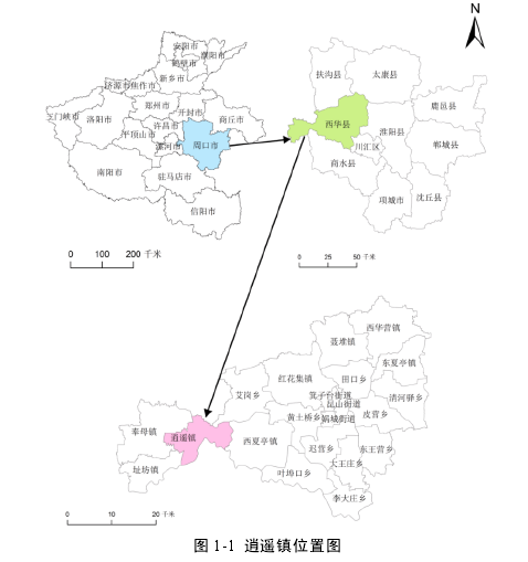 图 1-1  逍遥镇位置图