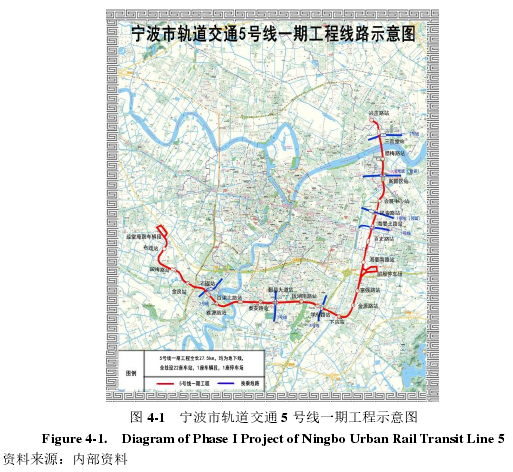 图 4-1   宁波市轨道交通 5 号线一期工程示意图