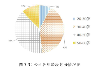 图 3-3 J 公司各年龄段划分情况图