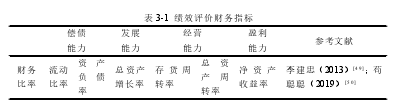 表 3-1 绩效评价财务指标