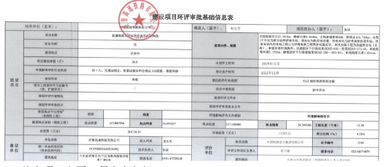 建设项目环评审批基础信息表