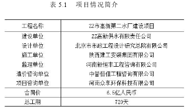 表 5.1 项目情况简介