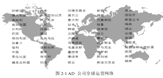 图 2-1 AD 公司全球运营网络