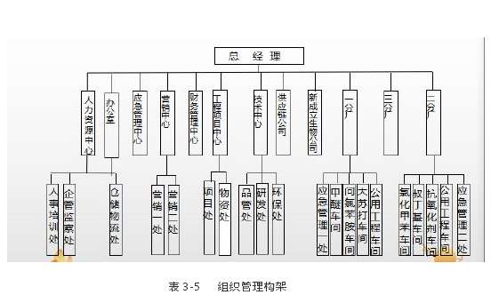 表 3-5 组织管理构架