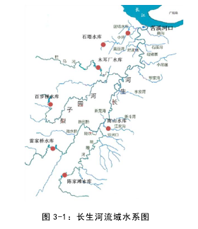 图 3-1：长生河流域水系图