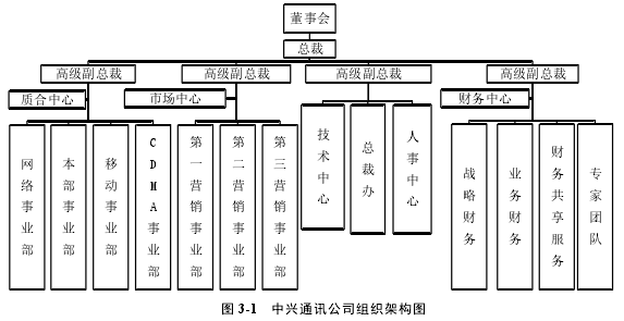 图 3-1 中兴通讯公司组织架构图