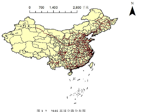 图 3.2 2005 高速公路分布图