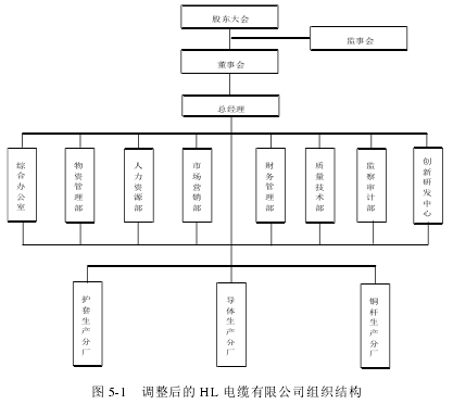 图 5-1 调整后的 HL 电缆有限公司组织结构