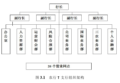 图 3.1 农行 Y 支行组织架构