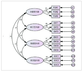 民营医院内容营销量表验证性因子分析结果