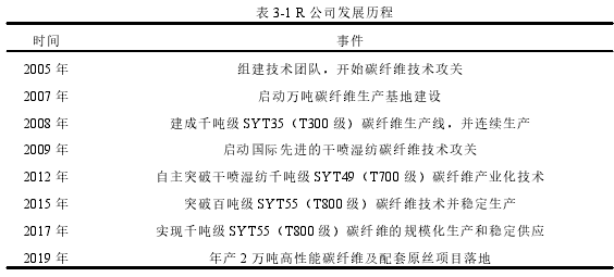 表 3-1 R 公司发展历程