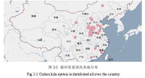 图 2-1 磁州窑系国内各地分布