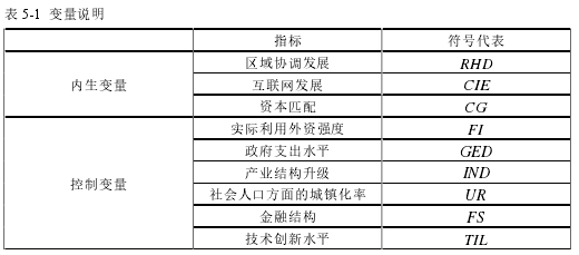 表 5-1 变量说明