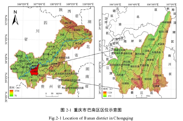 图 2-1  重庆市巴南区区位示意图 