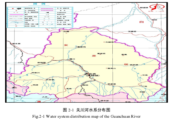 图 2-1  关川河水系分布图 