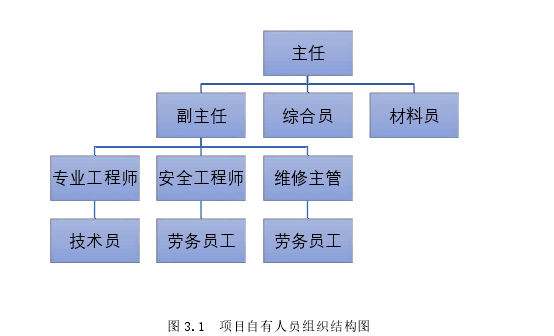 图 3.1  项目自有人员组织结构图 