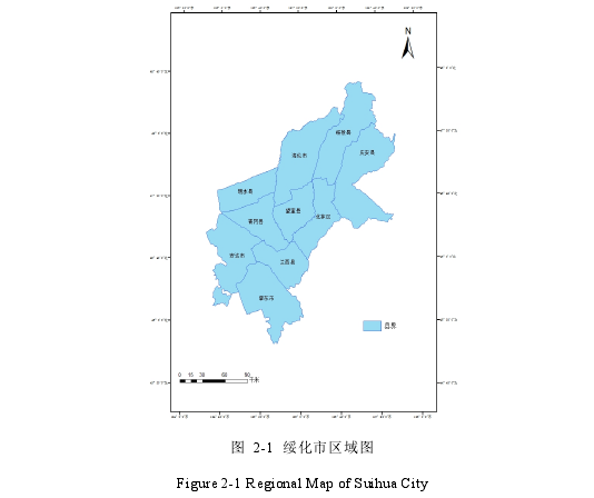 图  2-1  绥化市区域图 