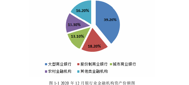 图 1-1 2020 年 12 月银行业金融机构资产份额图 