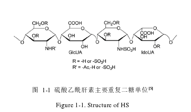 图  1-1  硫酸乙酰肝素主要重复二糖单位[5] 