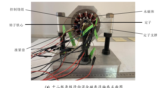 (a)  十二极异极径向混合磁悬浮轴承正面图 